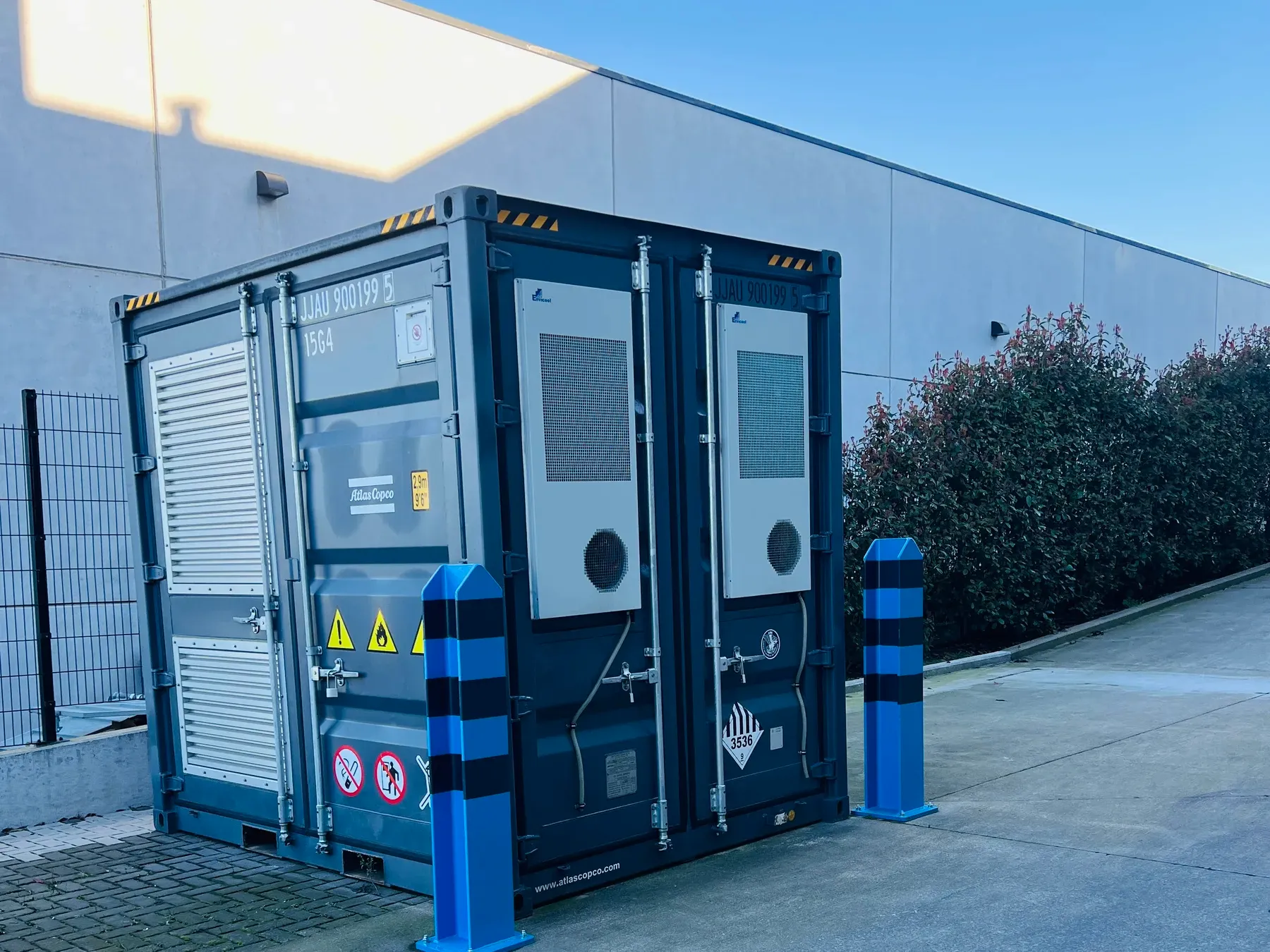 Batterijcontainer bij een voedingsproducent in Waregem